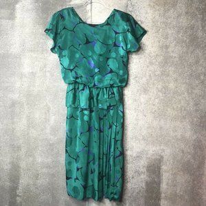 Vtg 1980s Damon II Floral Print Dress